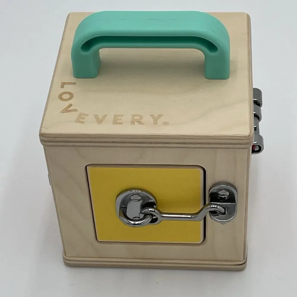 Lovevery Wood Lockbox Montessori Learning Educational Toy Latch Activity Cube